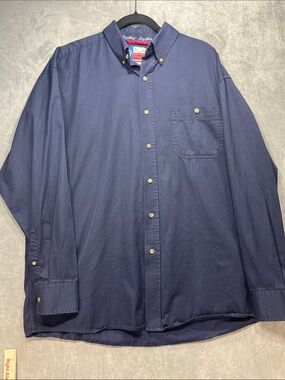 Wrangler George Strait Cowboy Cut Navy Button Down Shirt Mens XL